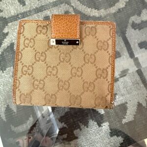Gucci Tan and Brown GG Monogram Wallet
